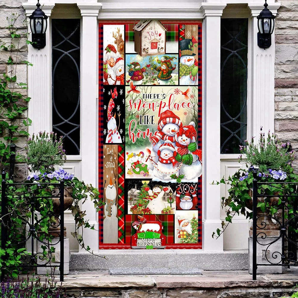 There's Snow Place Like Home Snowman Door Cover, Christmas Outdoor Decoration, Christmas Gift Decor
