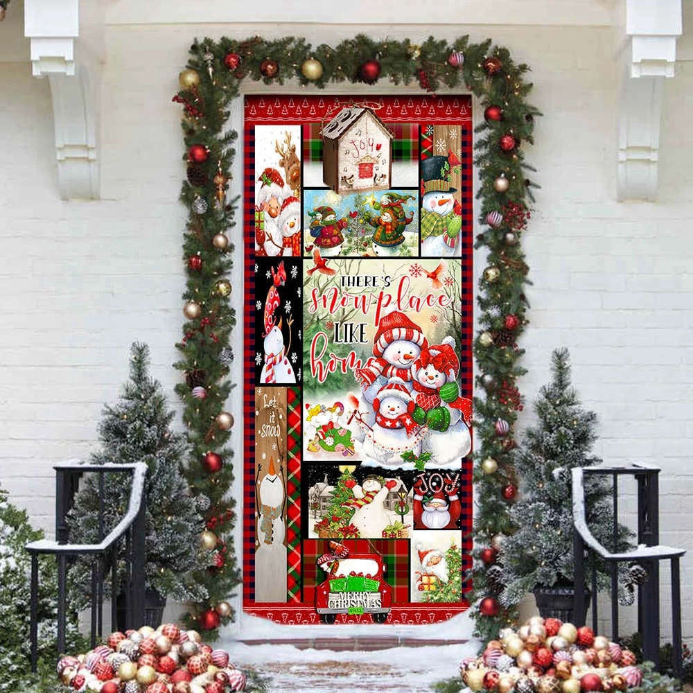 There's Snow Place Like Home Snowman Door Cover, Christmas Outdoor Decoration, Christmas Gift Decor