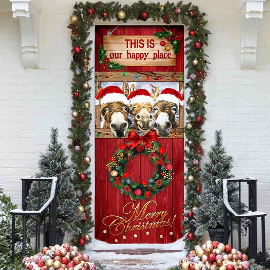 This Is My Happy Place Donkey Door Cover, Unique Gifts Doorcover, Christmas Gift Decor