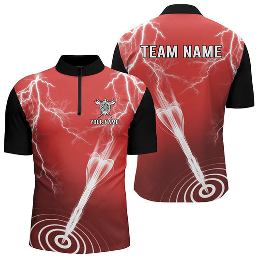 Thunder Lightning Red Black Personalized Darts Jerseys Shirt Custom Dart Jersey For Me, Darts Team Jersey Shirt