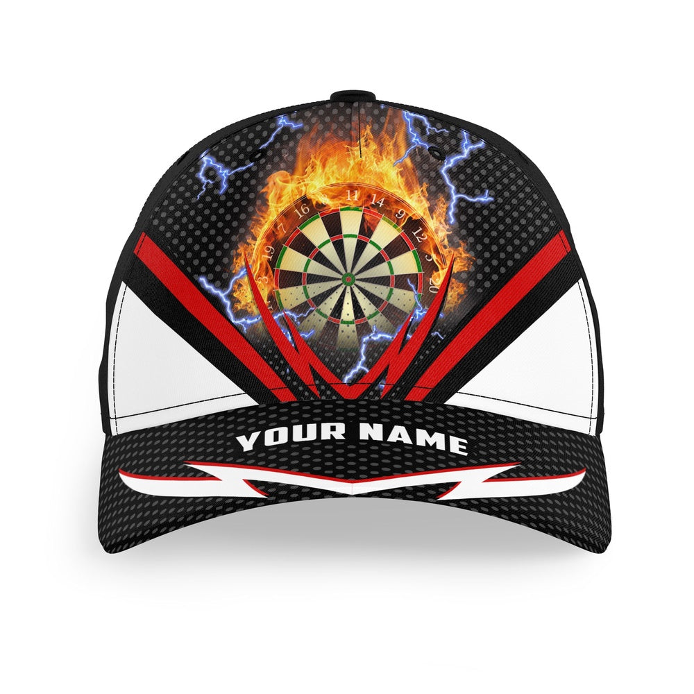 Thunder Lightning Red Personalized Darts Cap Custom Flame Darts Hats, Darts Team Cap Hats