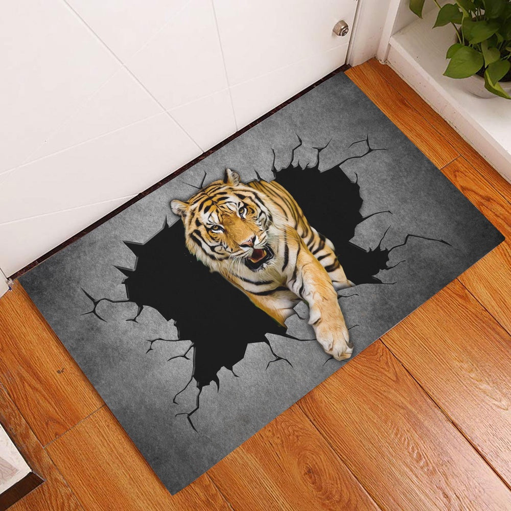 Tiger Welcome Doormat, Tiger Crack Pattern Welcome Doormat, Pets Home Decor Door Mat