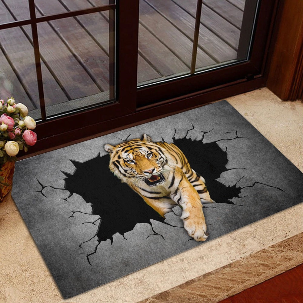 Tiger Welcome Doormat, Tiger Crack Pattern Welcome Doormat, Pets Home Decor Door Mat