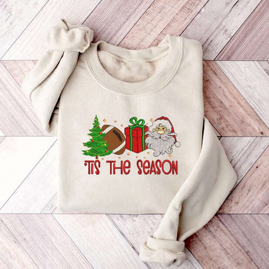 Tis The Season Christmas Tree Machine Embroidery Sweatshirt, Santa Gifts, Christmas Embroidered, Christmas Gifts