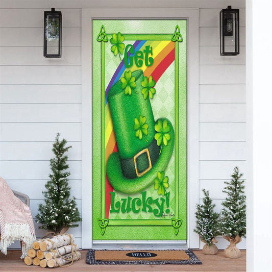 Toland Door Cover - Get Lucky Leprechaun, Patricks Day Home Door, Patrick Day Home Decor