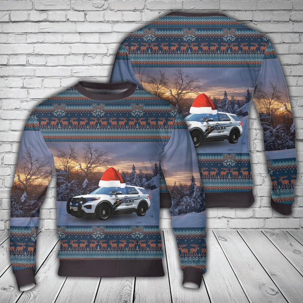 Toledo, Ohio Police Department 2020 Ford Police Interceptor Utility Christmas AOP Sweater, Christmas Ugly Sweater, Sweater Xmas, Ugly Sweater