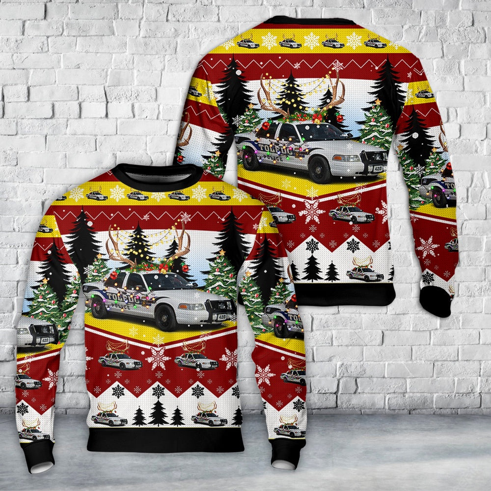 Toledo, Ohio Police Department Ford Crown Victoria unit Christmas AOP Sweater, Christmas Ugly Sweater, Sweater Xmas, Ugly Sweater