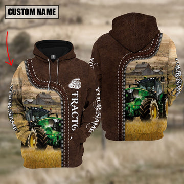 Tracto Farming Leather Pattern Personalized 3D Hoodie, Farmer Hoodie, Custom Farm Shirts, Farmer T Shirt