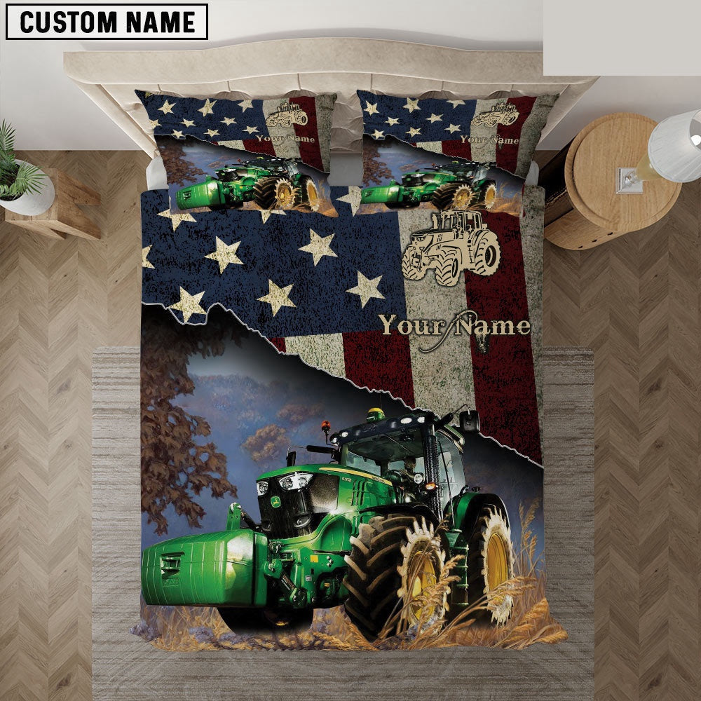 Tractor America Customized Name Bedding Set, Farm Bedding Set, Farmhouse Bedding Set