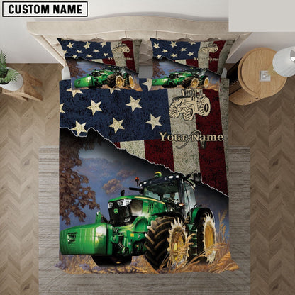Tractor America Customized Name Bedding Set, Farm Bedding Set, Farmhouse Bedding Set