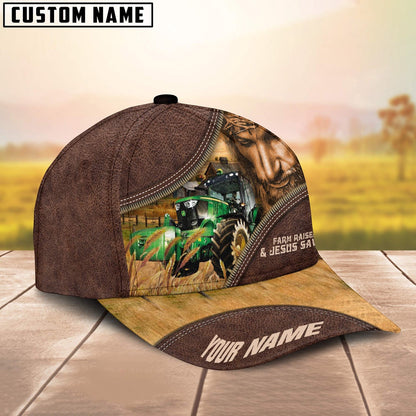 Tractor Farm & Jesus Customized Name Cap, Farmer Cap, Cap For Farmers, Best Farm Hat, Farm Use Hat