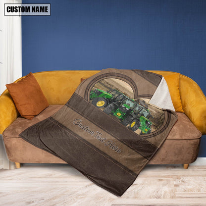 Tractor In Heart Personalized Name Blanket, Farm Blanket, Farm Animal Blanket