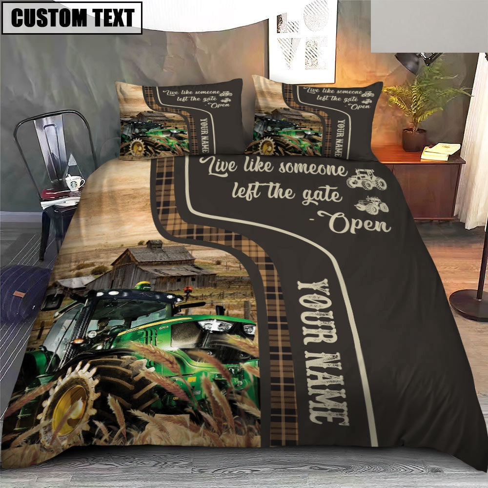 Tractor Like Someone Left The Gate Open Customized Name Bedding Set, Farm Bedding Set, Farmhouse Bedding Set