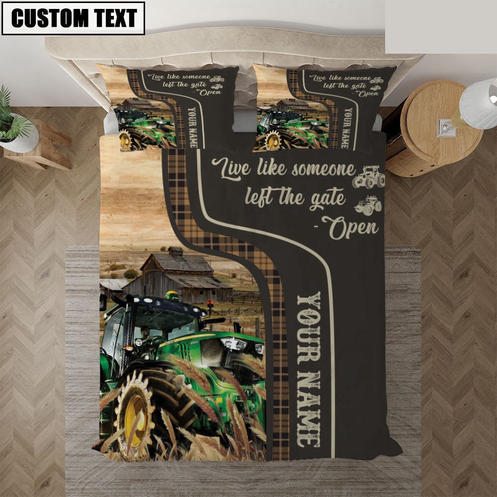 Tractor Like Someone Left The Gate Open Customized Name Bedding Set, Farm Bedding Set, Farmhouse Bedding Set