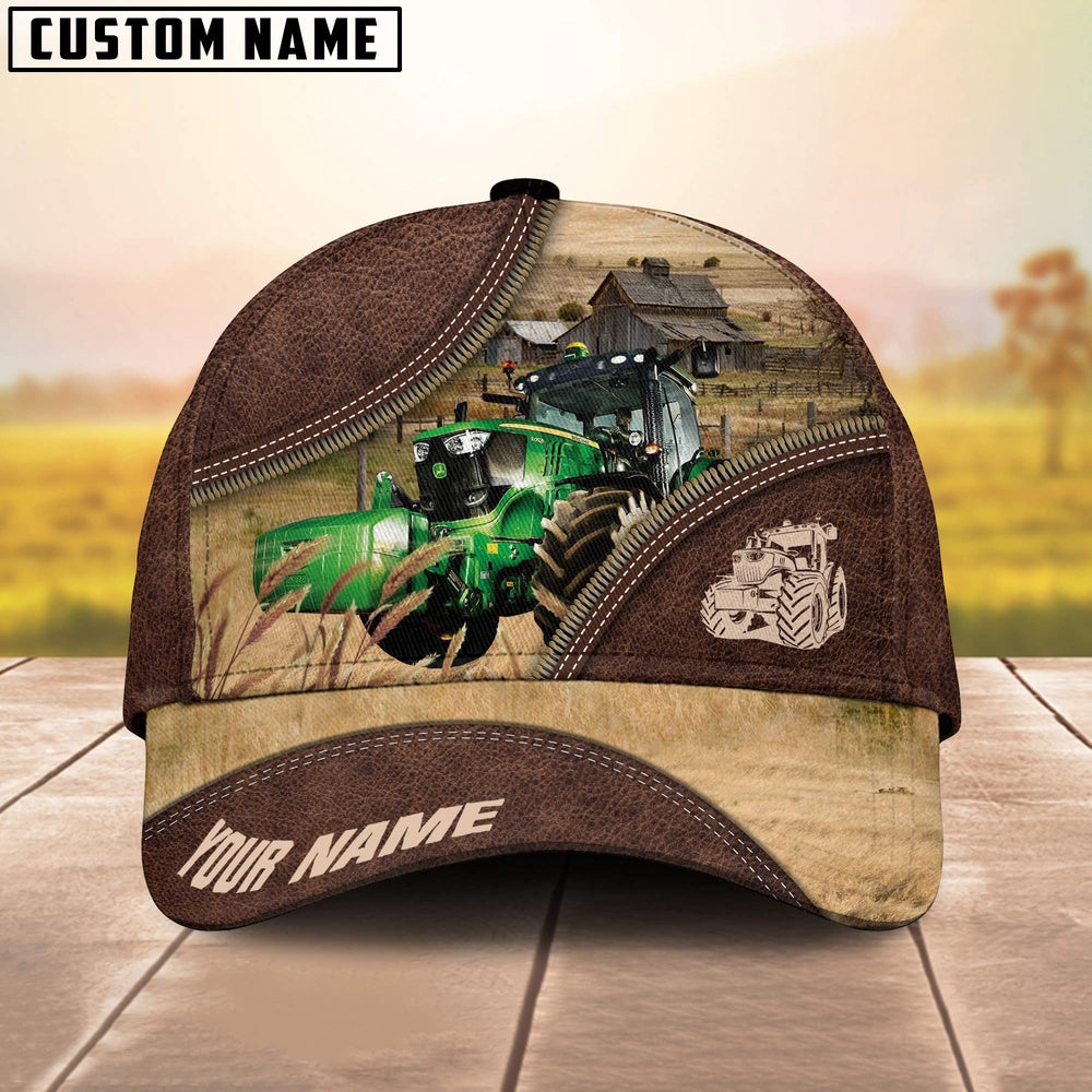 Tractor On The Farm Customized Name 3D Brown Cap, Farmer Cap, Cap For Farmers, Best Farm Hat, Farm Use Hat