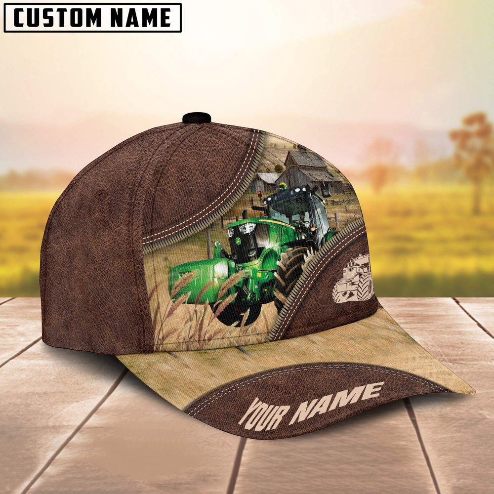 Tractor On The Farm Customized Name 3D Brown Cap, Farmer Cap, Cap For Farmers, Best Farm Hat, Farm Use Hat