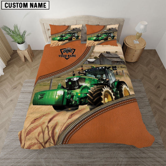 Tractor On The Farm Customized Name Bedding Set, Farm Bedding Set, Farmhouse Bedding Set