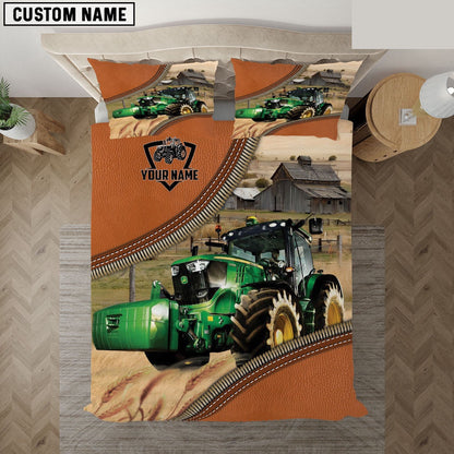 Tractor On The Farm Customized Name Bedding Set, Farm Bedding Set, Farmhouse Bedding Set