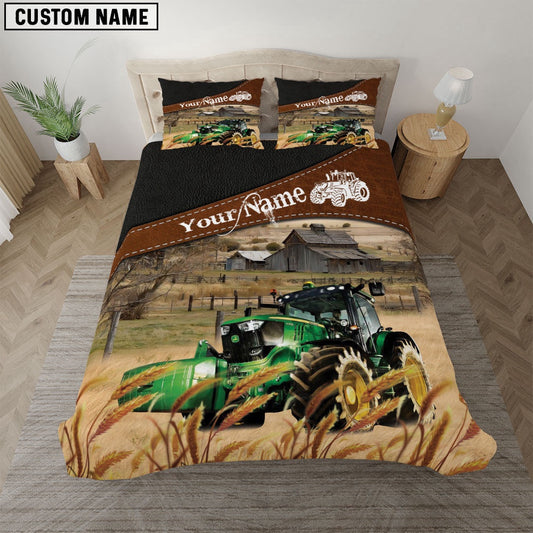 Tractor On The Field Customized Name Bedding Set, Farm Bedding Set, Farmhouse Bedding Set