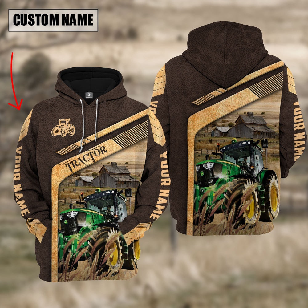 Tractor On The Meadow Custom Name Hoodie, Farmer Hoodie, Custom Farm Shirts, Farmer T Shirt