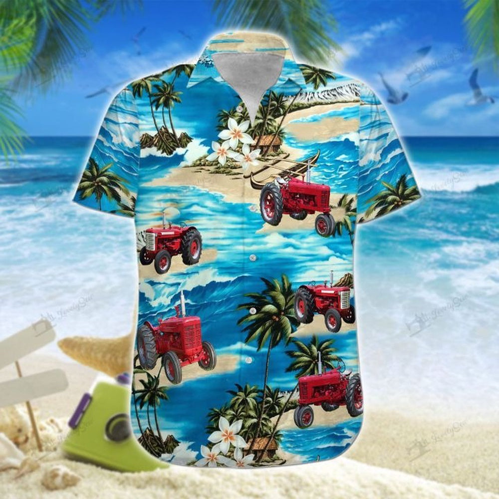 Tractor On the Beach 2 Hawaiian Shirt, Farm Hawaiian Shirt, Farmer Hawaii