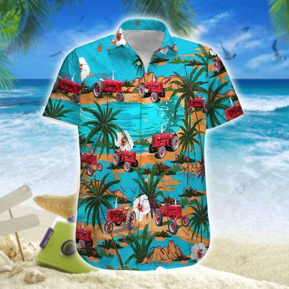 Tractor On the Beach Hawaiian Shirt, Farm Hawaiian Shirt, Farmer Hawaii