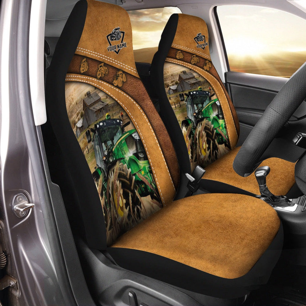 Tractor Pattern Customized Name 3D Car Seat Cover, Car Seat Cover, Farm Car Seat Cover, Pet Seat Covers