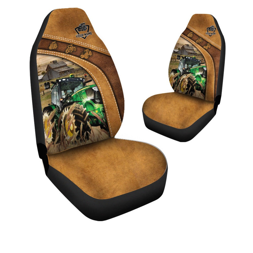 Tractor Pattern Customized Name 3D Car Seat Cover, Car Seat Cover, Farm Car Seat Cover, Pet Seat Covers