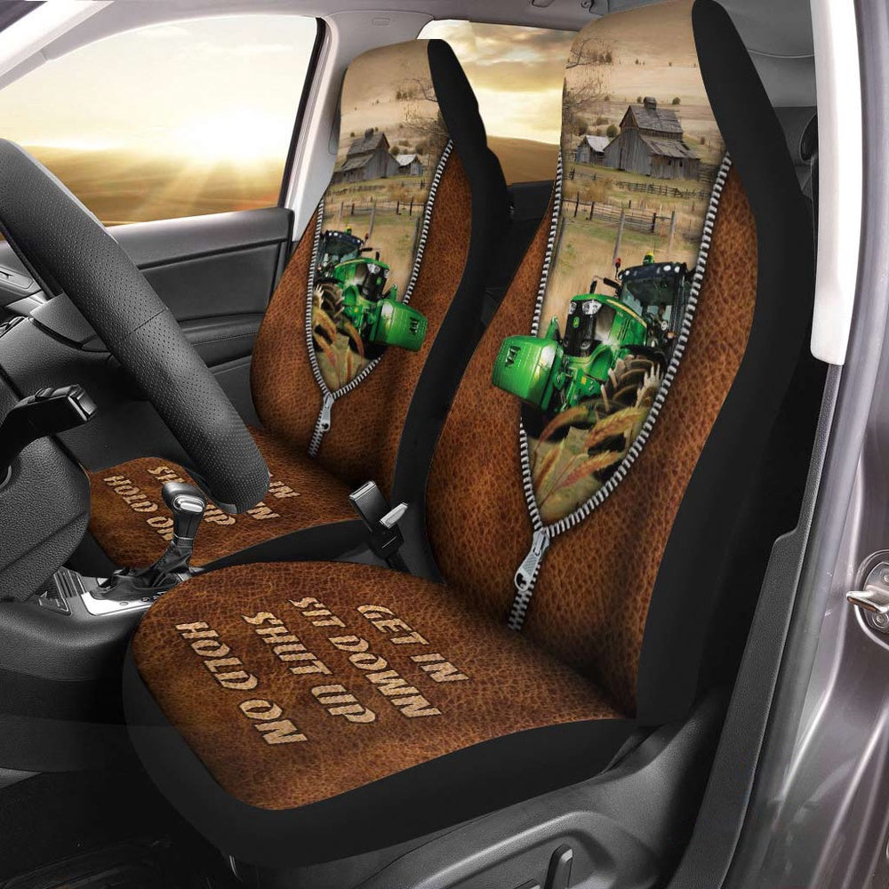Tractor Zipper Leather Pattern Car Seat Cover, Car Seat Cover, Farm Car Seat Cover, Pet Seat Covers