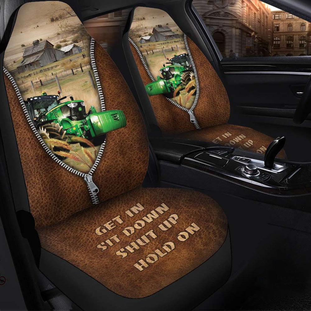 Tractor Zipper Leather Pattern Car Seat Cover, Car Seat Cover, Farm Car Seat Cover, Pet Seat Covers