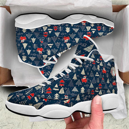Tree Merry Christmas Print Pattern Basketball Shoes, Christmas Basketball Shoes, Christmas Shoes
