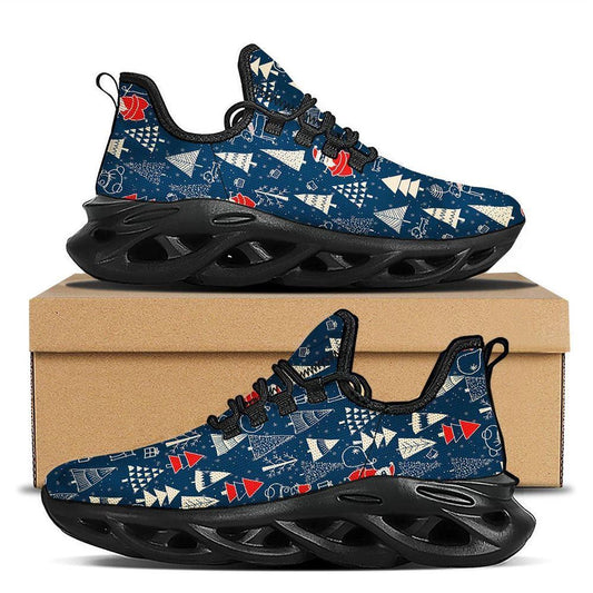 Tree Merry Christmas Print Pattern Black Max Soul Shoes, Christmas Sneakers, Christmas Shoes, Christmas Clunky Sneaker