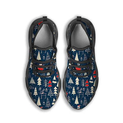 Tree Merry Christmas Print Pattern Black Max Soul Shoes, Christmas Sneakers, Christmas Shoes, Christmas Clunky Sneaker