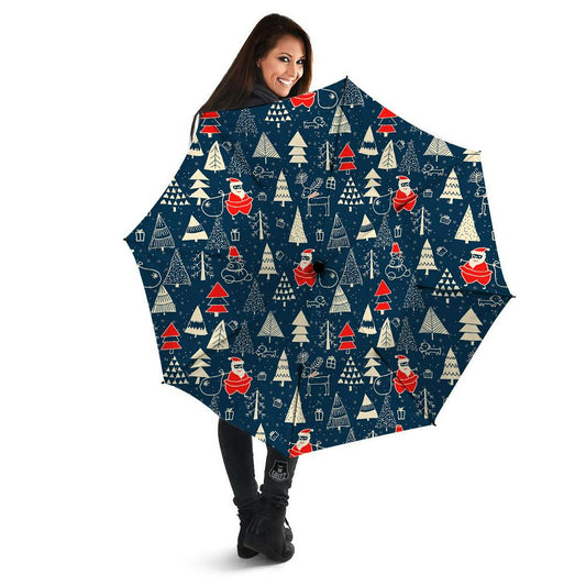 Tree Merry Christmas Print Pattern Umbrella, Christmas Umbrella, Xmas Umbrella