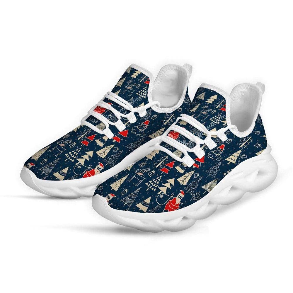 Tree Merry Christmas Print Pattern White Max Soul Shoes, Christmas Sneakers, Christmas Shoes, Christmas Clunky Sneaker