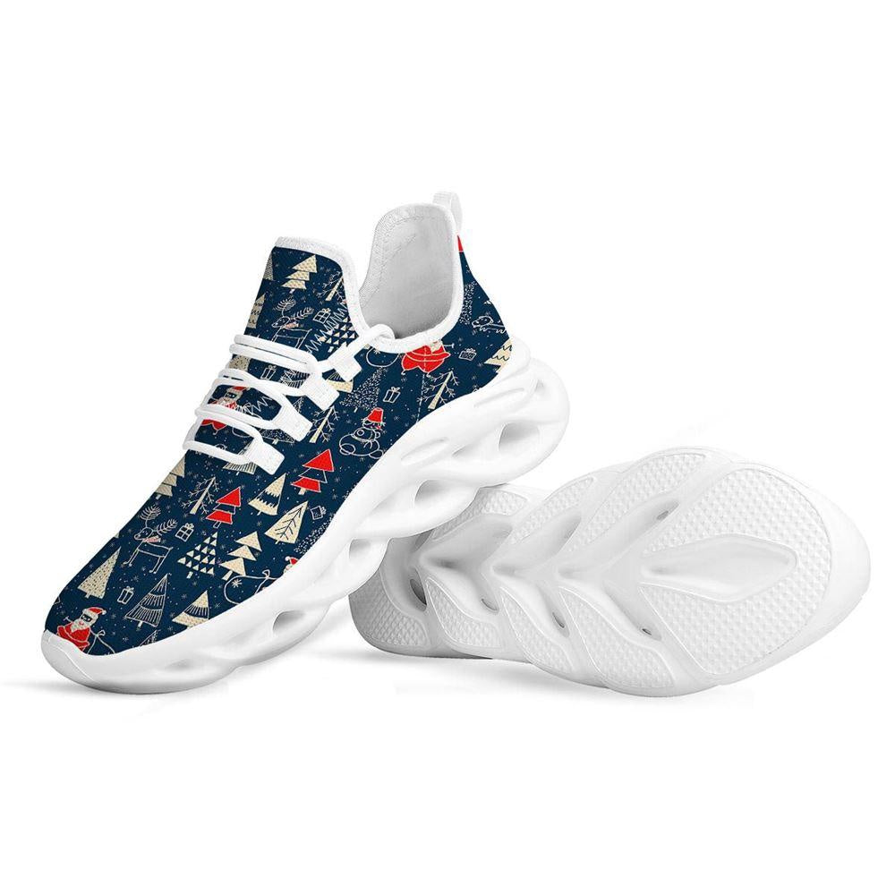 Tree Merry Christmas Print Pattern White Max Soul Shoes, Christmas Sneakers, Christmas Shoes, Christmas Clunky Sneaker