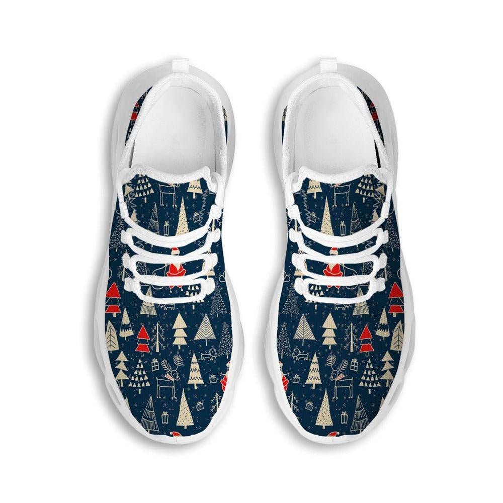 Tree Merry Christmas Print Pattern White Max Soul Shoes, Christmas Sneakers, Christmas Shoes, Christmas Clunky Sneaker