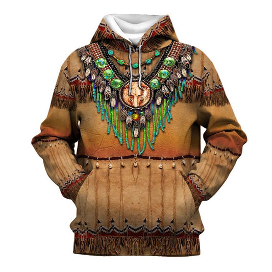 Tribal Ethnic Style Pattern Native American All Over Printed Hoodie, Native American Hoodie, 3D Native American Hoodie