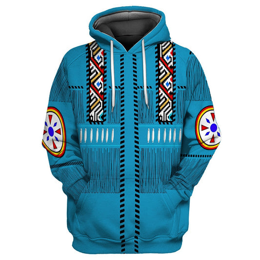 Tribal Motifs Native American All Over Printed Hoodie, Native American Hoodie, 3D Native American Hoodie