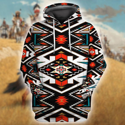 Tribal Pattern Colorful Native American 3D Over Printed Hoodie, Native American Hoodie, 3D Native American Hoodie