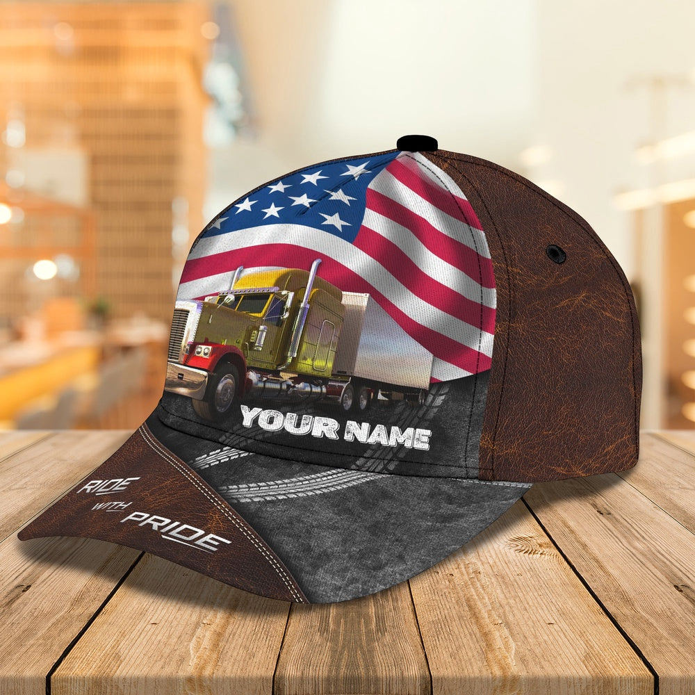 Trucker American Ride With Pride Customized Name 3D Cap, Farmer Cap, Cap For Farmers, Best Farm Hat, Farm Use Hat