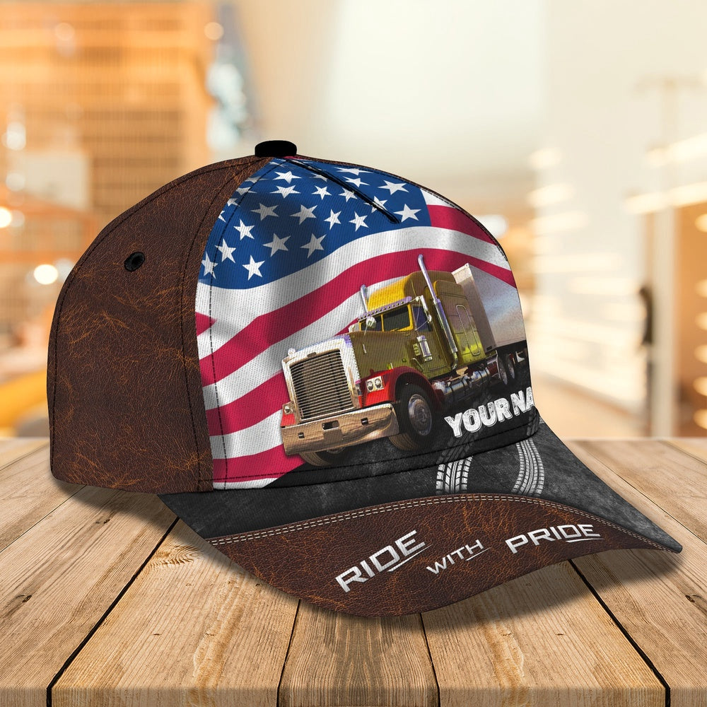 Trucker American Ride With Pride Customized Name 3D Cap, Farmer Cap, Cap For Farmers, Best Farm Hat, Farm Use Hat