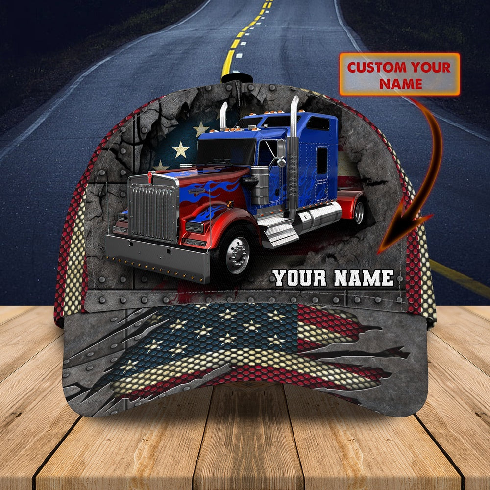 Trucker Blue Fire Customized Name 3D Cap, Farmer Cap, Cap For Farmers, Best Farm Hat, Farm Use Hat