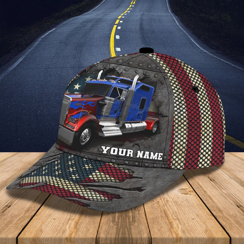 Trucker Blue Fire Customized Name 3D Cap, Farmer Cap, Cap For Farmers, Best Farm Hat, Farm Use Hat