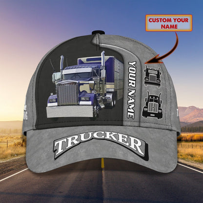 Trucker Blue Gray Customized Name 3D Cap, Farmer Cap, Cap For Farmers, Best Farm Hat, Farm Use Hat