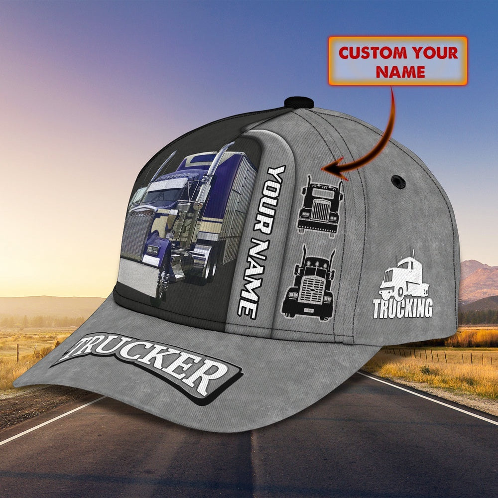 Trucker Blue Gray Customized Name 3D Cap, Farmer Cap, Cap For Farmers, Best Farm Hat, Farm Use Hat