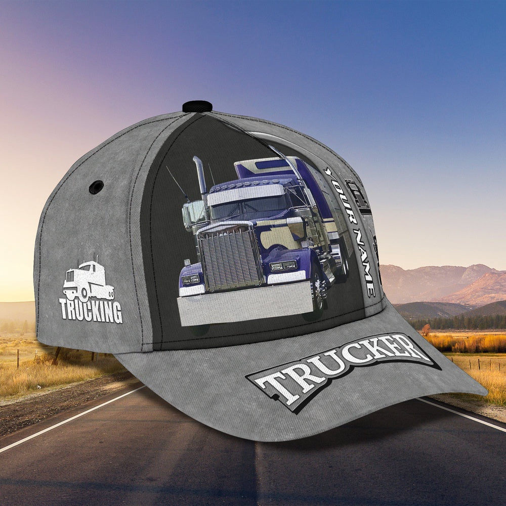 Trucker Blue Gray Customized Name 3D Cap, Farmer Cap, Cap For Farmers, Best Farm Hat, Farm Use Hat
