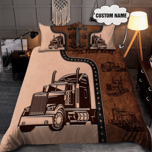Trucker Custom Name Bedding Set For Truck Driver, Farm Bedding Set, Farmhouse Bedding Set