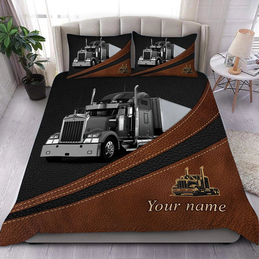 Trucker Custome Name Bedding Set For Truck Driver, Farm Bedding Set, Farmhouse Bedding Set