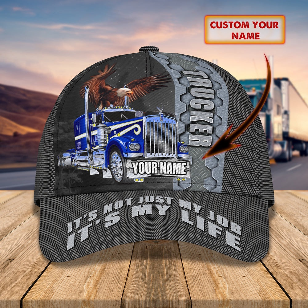 Trucker Eagle Blue Customized Name 3D Cap, Farmer Cap, Cap For Farmers, Best Farm Hat, Farm Use Hat